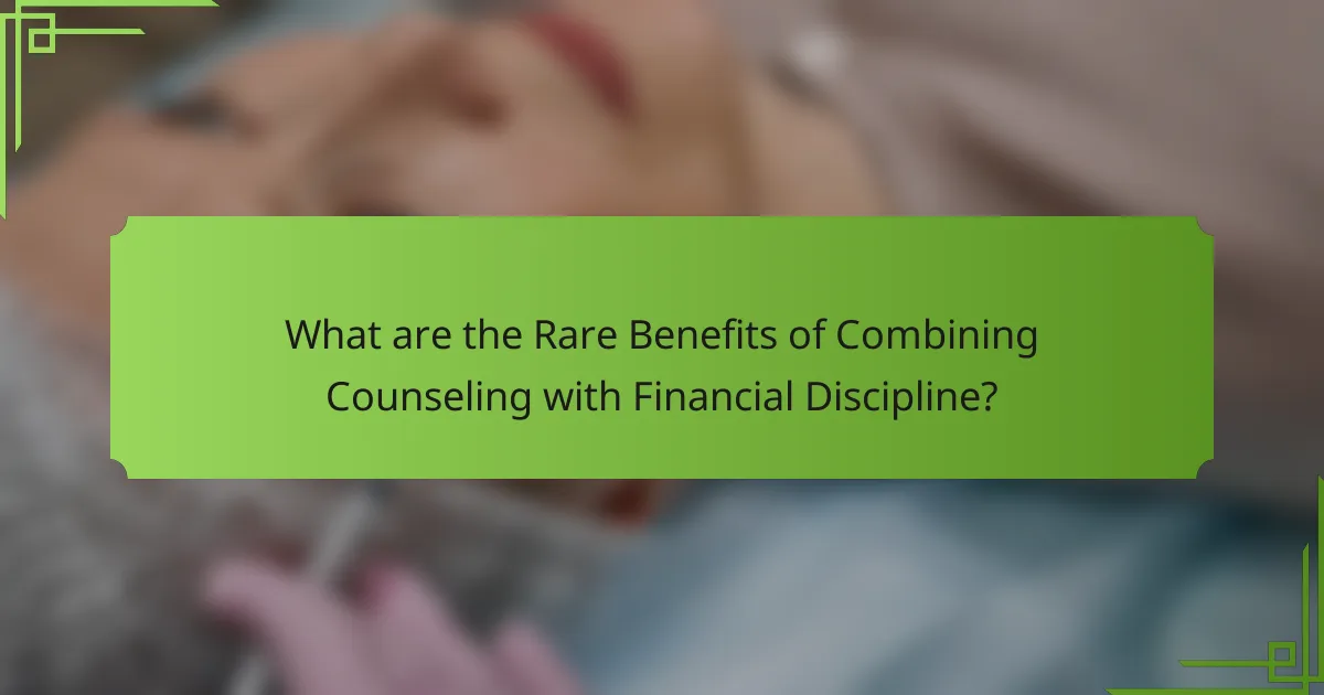 What are the Rare Benefits of Combining Counseling with Financial Discipline?