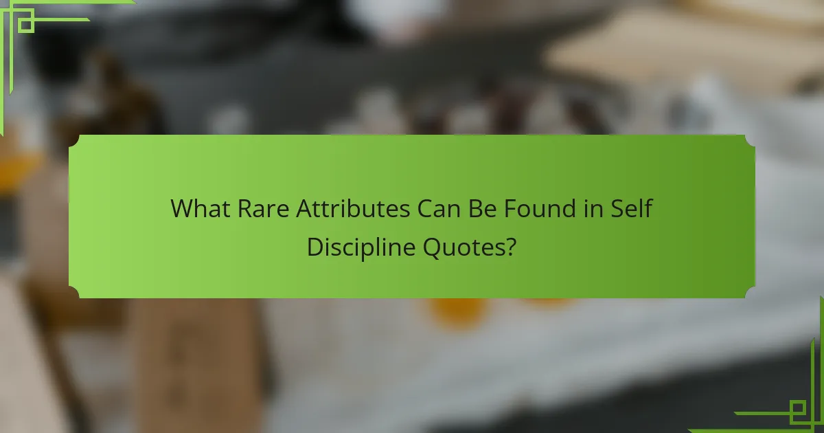 What Rare Attributes Can Be Found in Self Discipline Quotes?