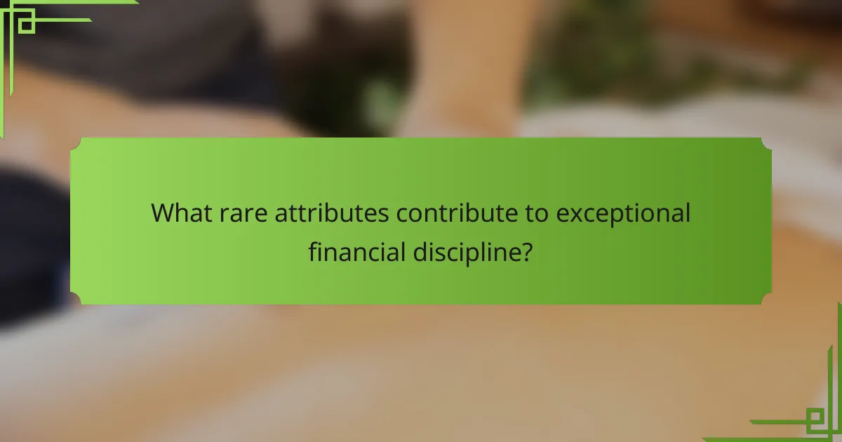 What Rare Attributes Contribute to Exceptional Financial Discipline?