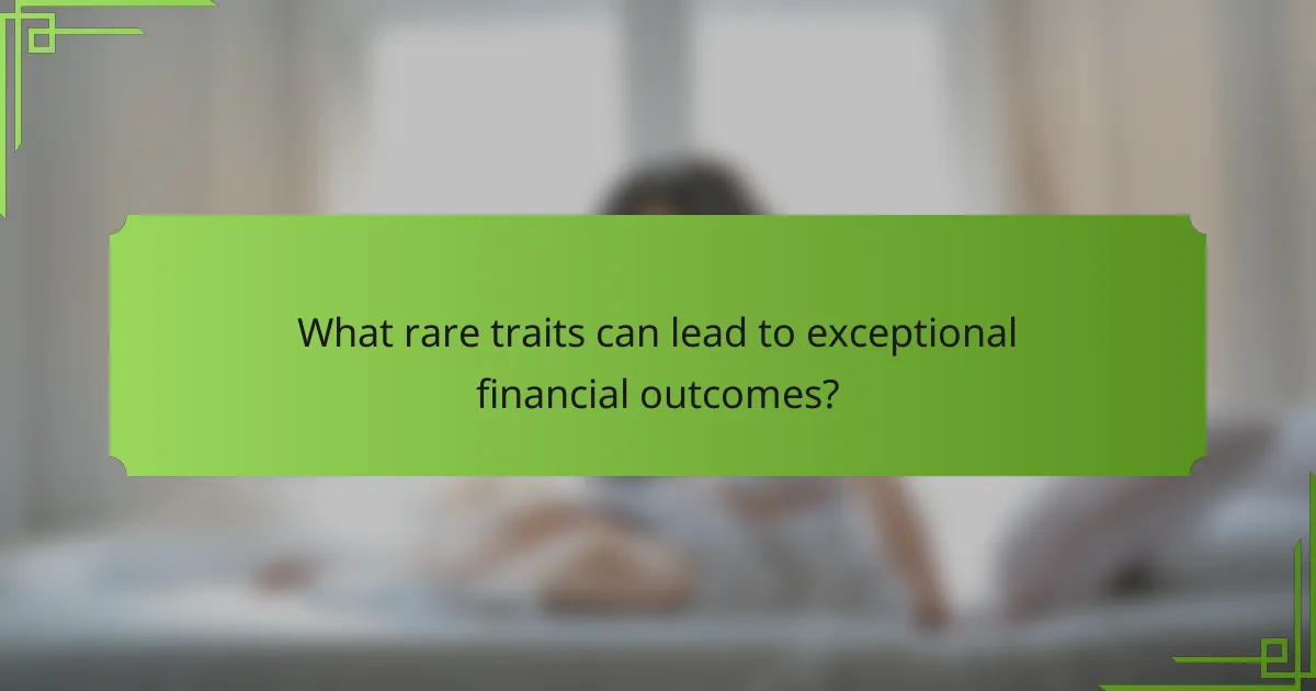 What rare traits can lead to exceptional financial outcomes?