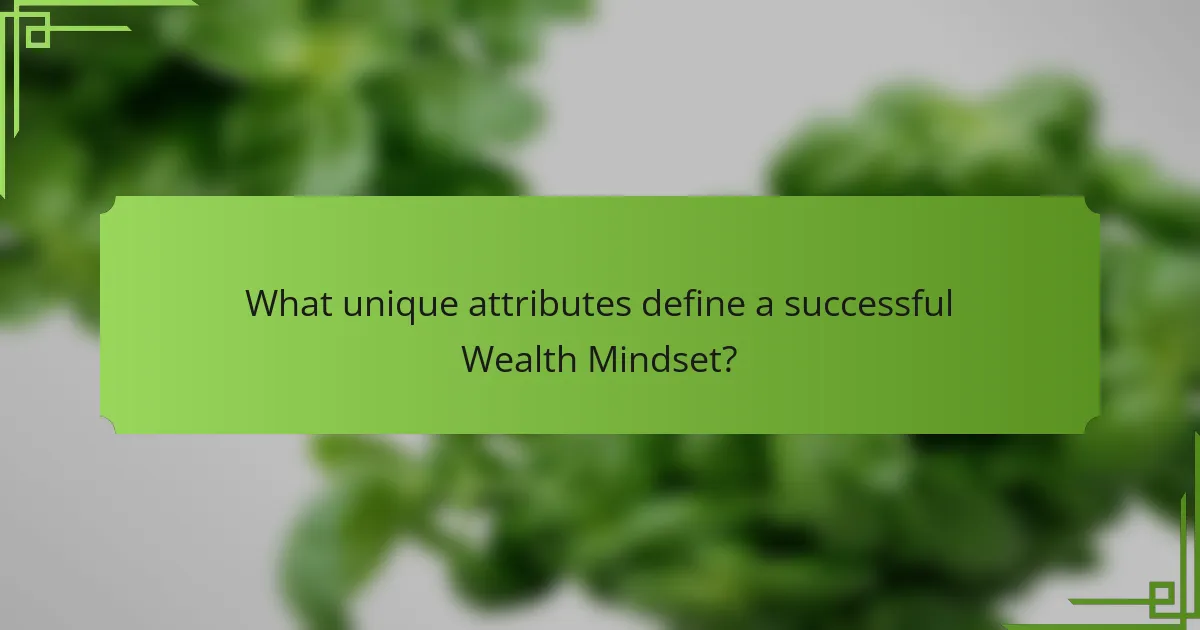 What unique attributes define a successful Wealth Mindset?