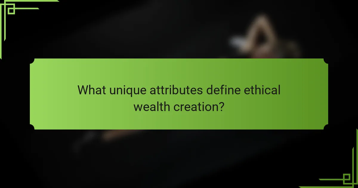 What unique attributes define ethical wealth creation?
