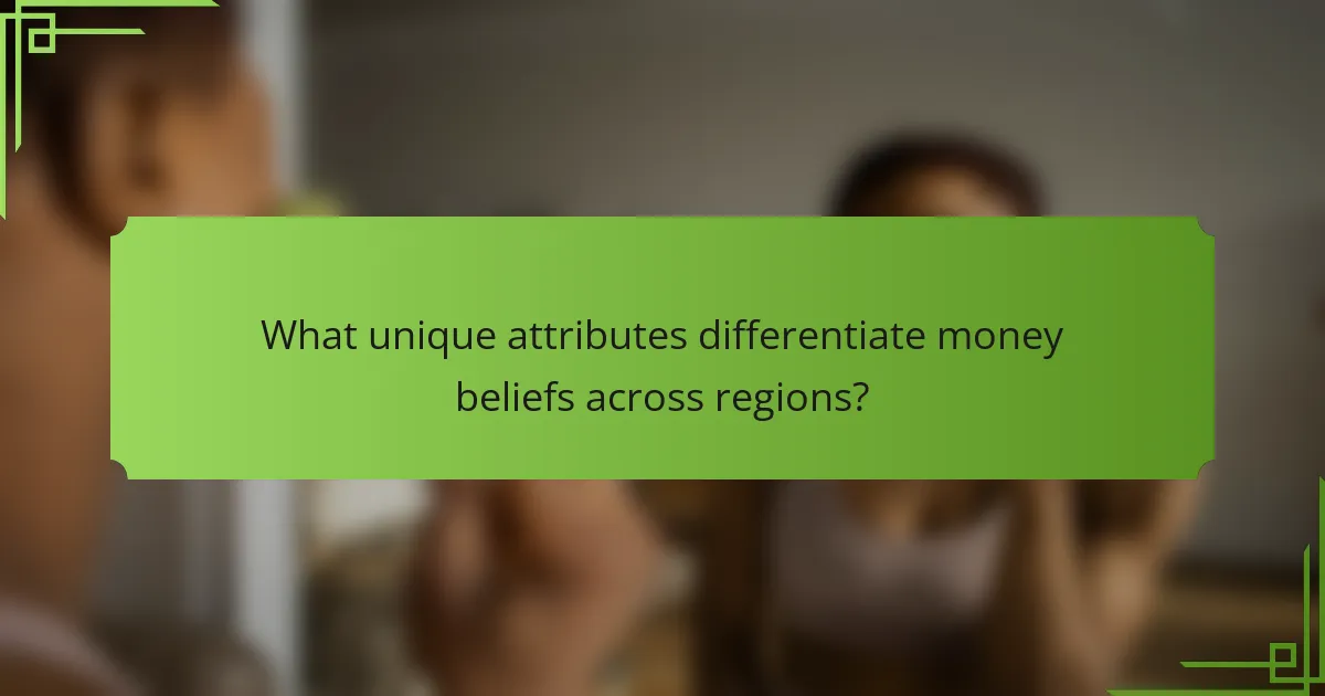 What unique attributes differentiate money beliefs across regions?