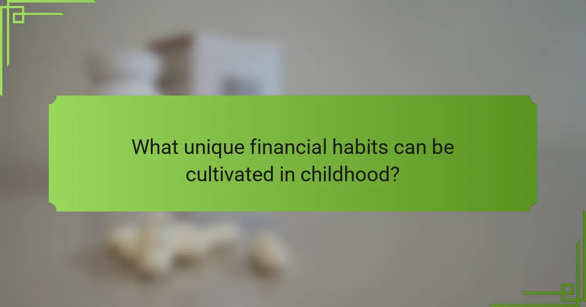 What unique financial habits can be cultivated in childhood?