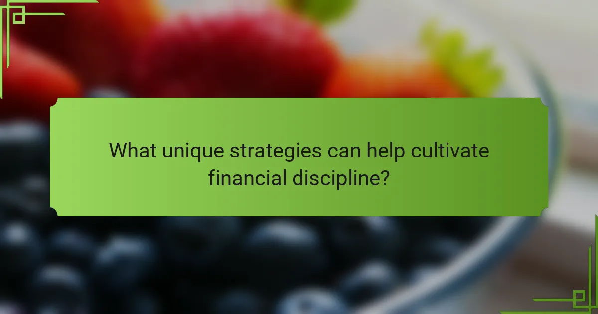 What unique strategies can help cultivate financial discipline?