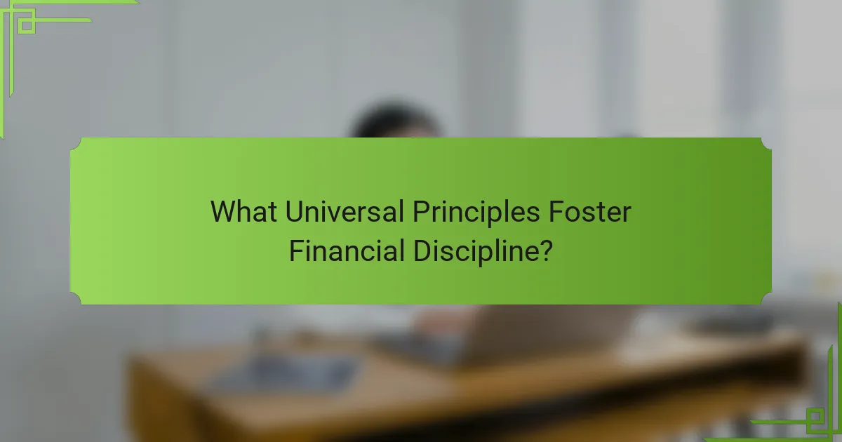 What Universal Principles Foster Financial Discipline?